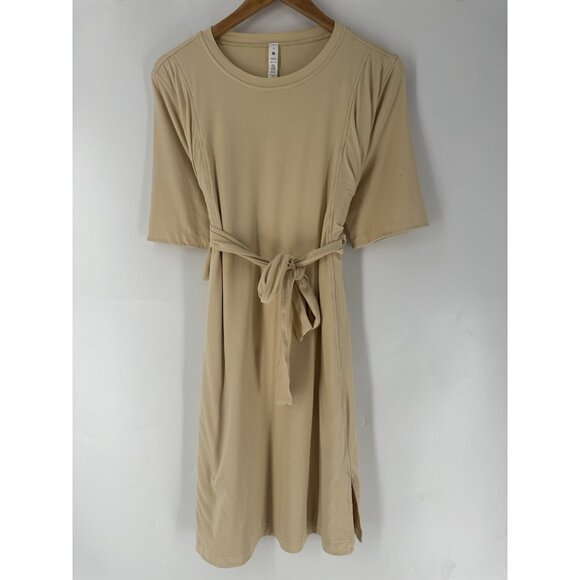 Lululemon Cotton Wrap Front Proseco T Shirt Dress Womens 10 Read - Picture 1 of 10